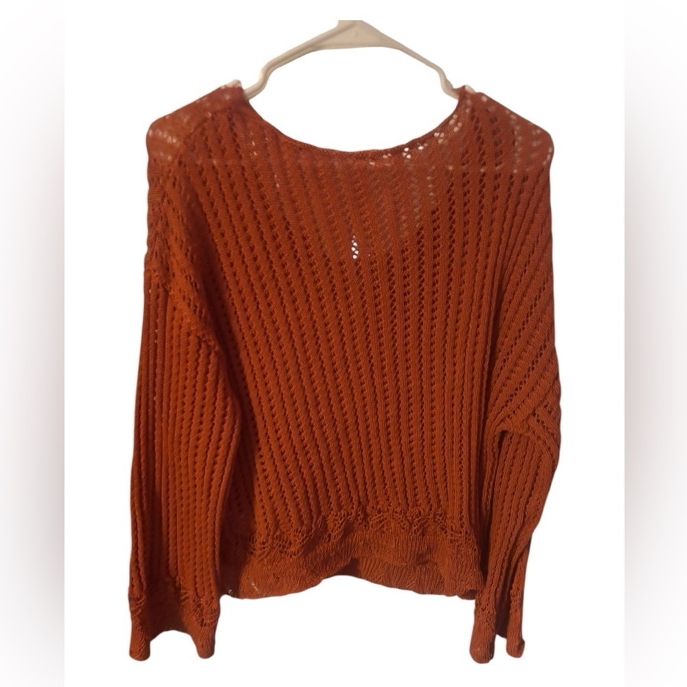 Cozy Boho Knit Scoop Neck Sweater in Orange - Picture 2 of 11